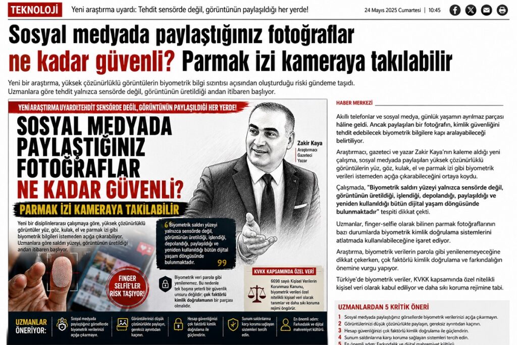 Yüksek çözünürlüklü sosyal medya fotoğraflarından biyometrik veri ve parmak izi sızıntısı riski